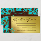 Carte 232 Certificats Cadeaux Salon Spa Gold Floral (Devant / Derrière)