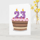 Carte 23 ans sur le gâteau d'anniversaire (Fleur jaune)