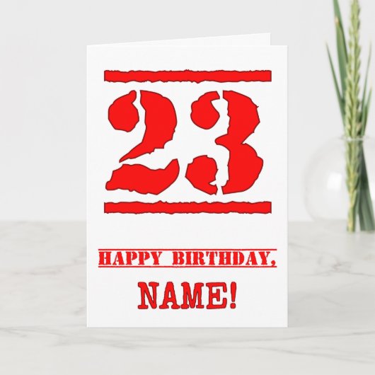 Carte 23e anniversaire : Amusant, Timbre en caoutchouc r (Devant)