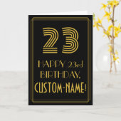 Carte 23e anniversaire : Art Déco Inspiré Look "23" & No (Fleur jaune)