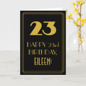 Carte 23e anniversaire ~ Art Déco Inspiré Look "23" & No (Fleur jaune)