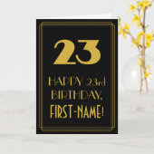 Carte 23e anniversaire - Art Déco Inspiré Look "23" & No (Fleur jaune)