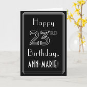 Carte 23e anniversaire : Art Déco Style # 23 & Nom perso (Fleur jaune)