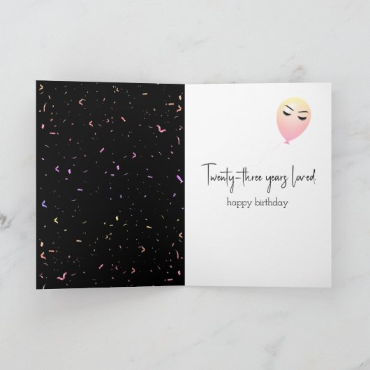Carte 23e anniversaire Ballons et Confetti (Intérieur)