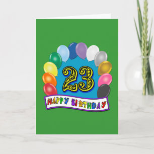 Carte 23e anniversaire cadeaux avec ballons assortis Con