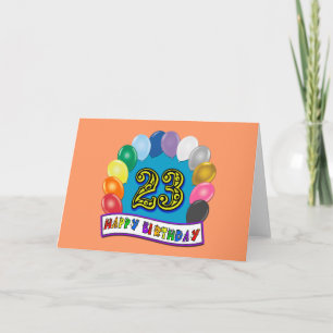 Carte 23e anniversaire cadeaux avec ballons assortis Con