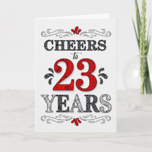 Carte 23e anniversaire Cheers en rouge blanc noir Motif