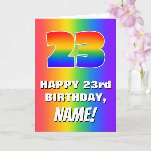 Carte 23e anniversaire : coloré, amusant Motif arc-en-ci (Orchidée)