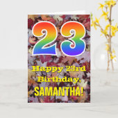 Carte 23e anniversaire; feuilles d'automne rustiques; ar (Fleur jaune)