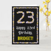 Carte 23e anniversaire : Floral Flowers Numéro, Nom pers (Fleur jaune)