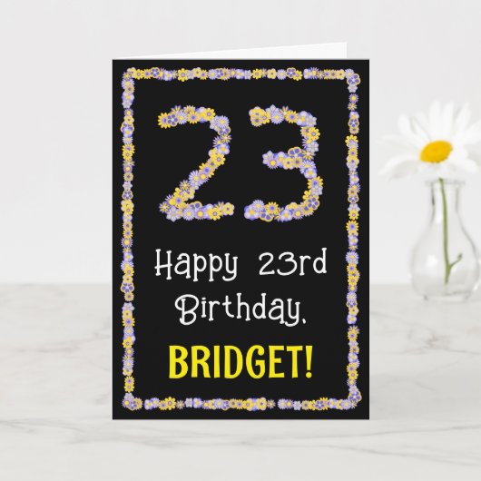 Carte 23e anniversaire : Floral Flowers Numéro, Nom pers (Petite plante)