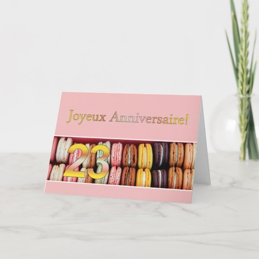 Carte 23e Anniversaire Français de Macaron-Joyeux ! (Devant)
