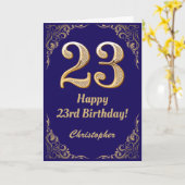 Carte 23e anniversaire Marine Blue and Gold Parties scin (Fleur jaune)