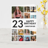 Carte 23e anniversaire photo Collage 13 photos noir blan (Fleur jaune)