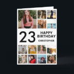 Carte 23e anniversaire photo Collage 13 photos noir blan<br><div class="desc">23e Joyeux Anniversaire Photo Collage 13 Photos Carte d'Anniversaire Noir et Blanc pour n'importe quel âge. 1er 13ème 15ème 16ème 18ème 20ème 21ème 30ème 40ème 50ème 60ème 70ème 80ème 90ème 100ème, tout âge. Pour plus de personnalisation, cliquez sur le bouton "Customiser" et utilisez notre outil de conception pour modifier ce...</div>