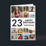 Carte 23e anniversaire photo Collage 13 photos noir blan<br><div class="desc">23e Joyeux Anniversaire Photo Collage 13 Photos Carte d'Anniversaire Noir et Blanc pour n'importe quel âge. 1er 13ème 15ème 16ème 18ème 20ème 21ème 30ème 40ème 50ème 60ème 70ème 80ème 90ème 100ème, tout âge. Pour plus de personnalisation, cliquez sur le bouton "Customiser" et utilisez notre outil de conception pour modifier ce...</div>