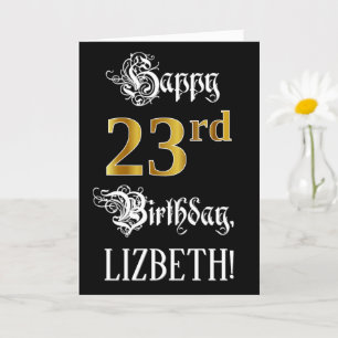 Carte 23e anniversaire — Script fantaisie; look or Faux;