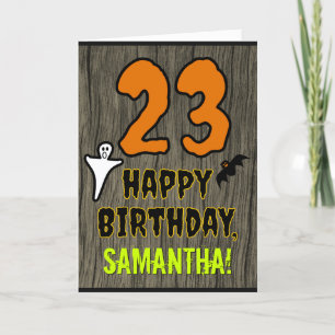 Carte 23e anniversaire : Thème Halloween Éffrayant, Nom 