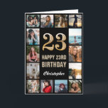 Carte 23e Joyeux Anniversaire Black and Gold Photo Colla<br><div class="desc">23e Joyeux Anniversaire Black and Gold Photo Collage Carte Anniversaire. Pour plus de personnalisation,  cliquez sur le bouton "Customiser" et utilisez notre outil de conception pour modifier ce modèle.</div>