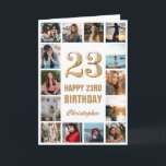 Carte 23e Joyeux Anniversaire Gold et White Photo Collag<br><div class="desc">23e Joyeux Anniversaire Gold et White Photo Collage Carte Anniversaire. Pour plus de personnalisation,  cliquez sur le bouton "Customiser" et utilisez notre outil de conception pour modifier ce modèle.</div>