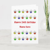 Carte 24 ans de cupcakes personnalisés (Devant)