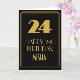 Carte 24e anniversaire ~ Art Déco Inspiré Look "24" & No