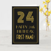 Carte 24e anniversaire : Art Déco Inspiré Look "24" & No (Fleur jaune)