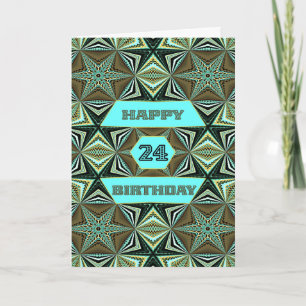 Carte 24e anniversaire avec Green Abstract Design
