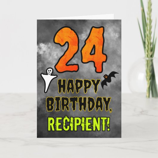 Carte 24e anniversaire : Eerie Halloween Thème + Nom per (Devant)