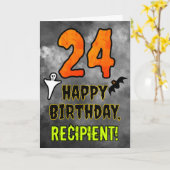 Carte 24e anniversaire : Eerie Halloween Thème + Nom per (Fleur jaune)