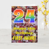 Carte 24e Anniversaire ; Feuilles d'automne rustiques ;  (Fleur jaune)