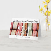 Carte 24e Anniversaire Français de Macaron-Joyeux ! (Fleur jaune)