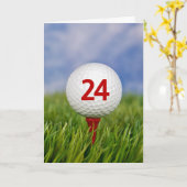 Carte 24e anniversaire Golf Ball on Red Tee (Fleur jaune)
