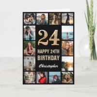 24e Joyeux Anniversaire Black and Gold Photo Colla
