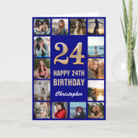 24e Joyeux Anniversaire Marine Bleu & Gold Photo C