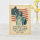 Carte 250 Anniversaire Statue de la Liberté sur le drape (Fleur jaune)