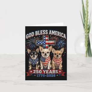 Carte 250 Ans Aamerica Chihuahua Patriotique Usa 4 Juill