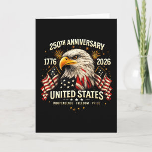 Carte 250 Ans Américain 1776-2026 Aigle Patriotique Drap