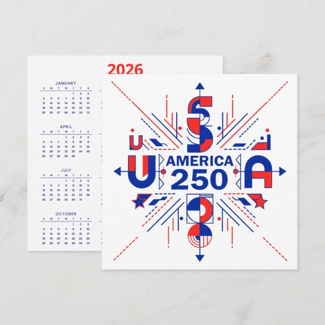 Carte 250e anniversaire de Calendar America (Devant / Derrière)
