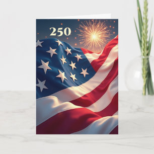 Carte 250e anniversaire du drapeau américain et feux d'a