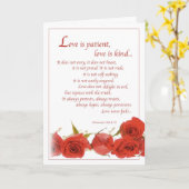 Carte 2596 L'amour est Patient Roses Rouges, Mariage (Fleur jaune)