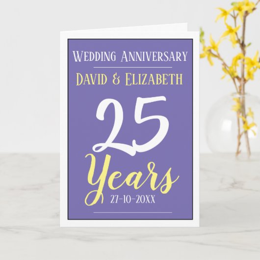 Carte 25 Anniversaire du Mariage d'argent (Fleur jaune)