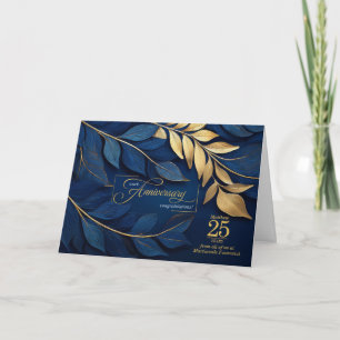 Carte 25 ans Anniversaire de l'employé Bleu Botanique PE