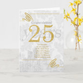 Carte 25 ans Anniversaire des employés Professionnel (Fleur jaune)