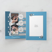 Carte 25 ans argent anniversaire bleu et gris photo (Intérieur)