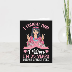 Carte 25 ans Cancer du sein Survivant Victory Rose Girl