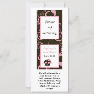 Carte 25 Lollipop Topper Girl Pink Punk Rock Crâne
