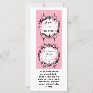 Carte 25 Lollipop Topper Girly Butterfly Zebra Imprimer