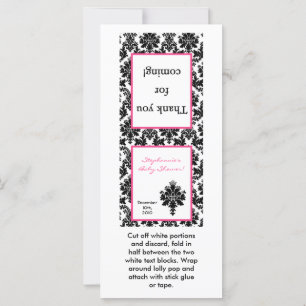 Carte 25 Lollipop Topper Hot Rose Black Damask