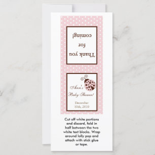 Carte 25 Lollipop Topper Pink Ladybug